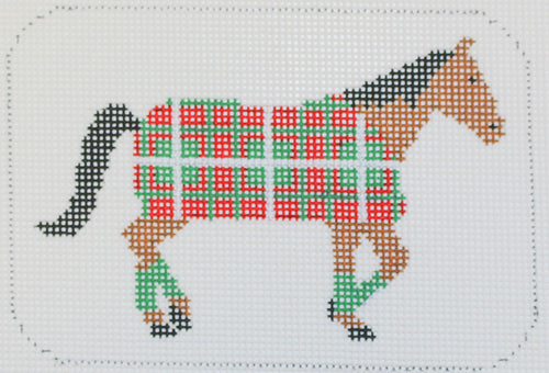 Horse in Christmas Blanket